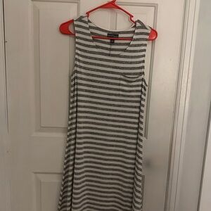 Market & Spruce Gray and White Striped Midi Dress